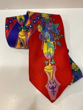 Vibrant Gianni Versace 100% Silk Necktie 57" Made in Italy